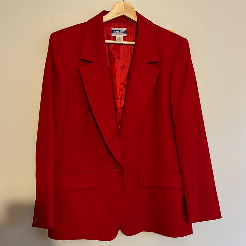 Vintage Pendleton Single Button Virgin Wool Red B… - image 1